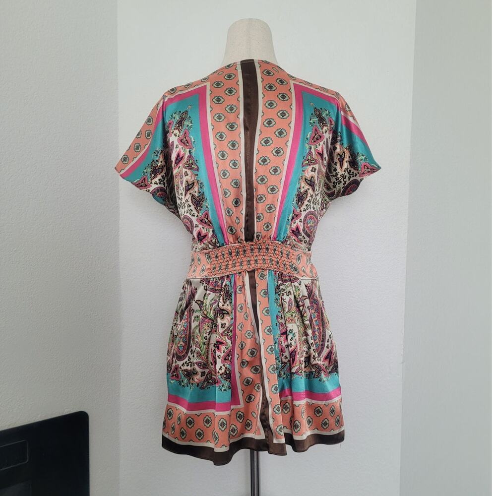 Vintage Y2k Babydoll Kimono Paisley Top Size S Bohemian Festival Hippie Colorful - Picture 2 of 8
